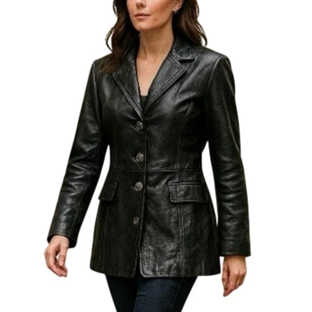 Dunne & Cole Vintage 90s Women’s Medium Black Leather Jacket
